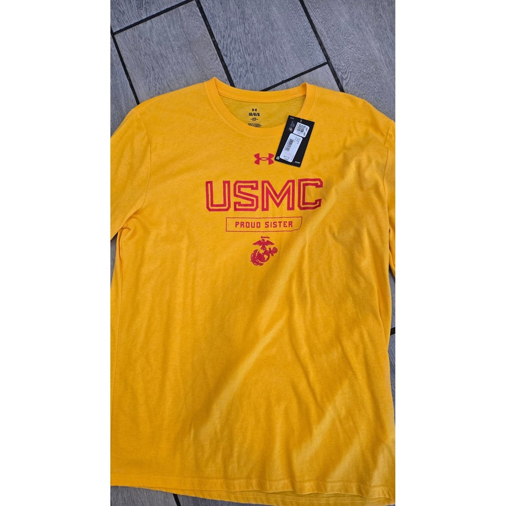 Under Armour USMC Proud Sister Long Sleeve Shirt Yellow Mens Large NWT